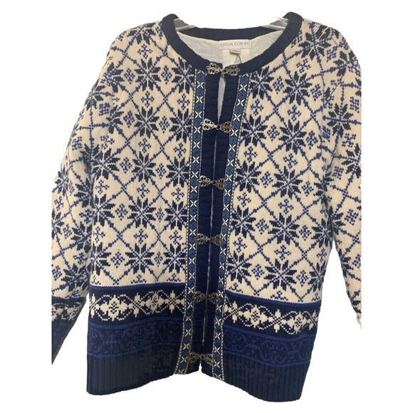 Casual Corner Beautiful Thick Lambs wool Cardigan Sweater Fully Lined L (P15) - Picture 2 of 9